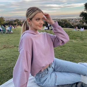 RARE ASO Hannah Godwin Embrace the Green Life Comfy Pintucked Ruched Hoodie